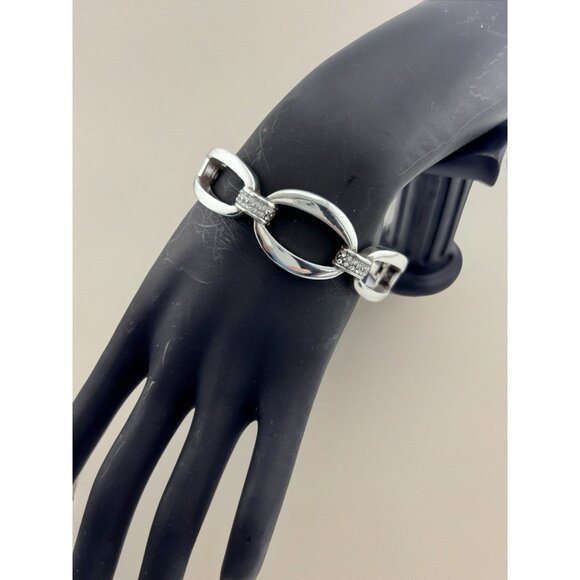 Brighton Meridian Bracelet Hinged With Crystals Silver Plated. - Picture 3 of 6